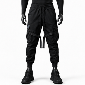 Men's Techwear <b>Cargo</b> Pants Multi-Pocket Streetwear Joggers Tactical Trousers with Ribbons Hip Hop Casual Black <b>Cargo</b> Joggers - Product Image 1