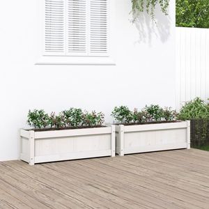 2 pezzi di legno massiccio bianco pino eleganti fioriere da giardino vasi da fiori e fioriere - Product Image 1