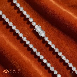 925 Silver Hiphop Round Bead Moissanite Luxury Tennis Chain Iced Out <b>Statement</b> <b>Necklace</b> for Women & Men Party Engagement Gift - Product Image 3
