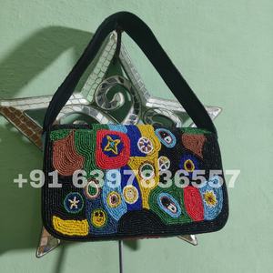 Sac à bandoulière pour femme en perles de rocaille avec sangle en tissu, broderie, pochette de soirée, pochette faite main, sac à main de mariée, mode ethnique - Product Image 2