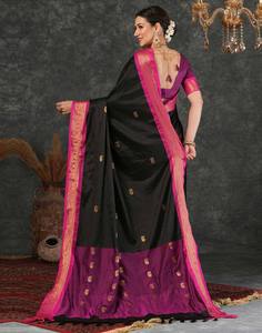 Sari en soie de dernière génération, best-seller, avec un lourd travail jacquard, tissu confortable, sari indien de haute qualité - Product Image 2