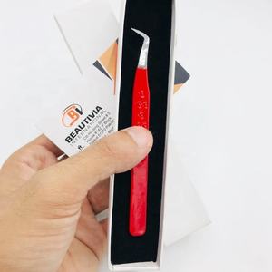 Pinzas de extensión de pestañas de volumen de bota de acero inoxidable de grado quirúrgico profesional 65 grados punta puntiaguda de bota delgada 12cm - Product Image 5