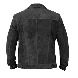 Men'sTop Quality Premium Leather Trucker Jacket Suede Leather Premium Soft Touch Fully <b>Lined</b> Black Suede <b>Jeans</b> Style Jacket - Product Image 5