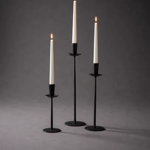 Premium casted aluminium candle stand set matte <b>black</b> cast Aluminium & cast Iron Candle Holders ideal for modern decor styling - Product Image 1