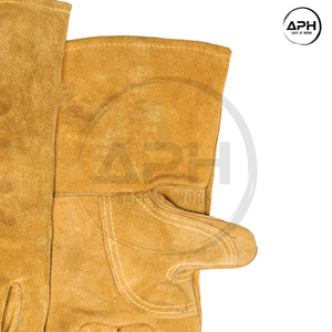Gants de travail en cuir classiques 2026 à manchette longue, doigts droits, paume renforcée avec protection du pouce, fabrication sur mesure, pour le soudage - Product Image 5