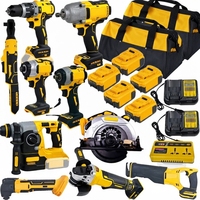 BOLIU Ensemble d'outils jaunes 21V 18 pièces DIY Clé à chocs sans fil Meuleuse d'angle Scie circulaire Marteau électrique Perceuse électrique OEM