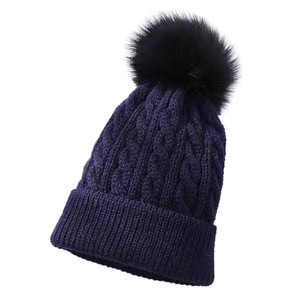 Unisex Knitted Beanie <b>Hat</b> with <b>Pom</b>-<b>Pom</b> Solid Color Winter Warm Casual Adult 56-58CM - Product Image 1