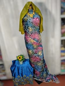 Tissu de Robe Somalienne Maqbal Dirac en Soie 100% de Qualité Supérieure, Tissé, Imprimé, Sergé, Jacquard Uni, Effet Slub, Motif Floral, Idéal pour Tenues de Soirée - Product Image 4