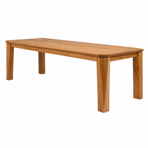 Table à manger rectangulaire contemporaine en teck, pieds en bois, 10 places, imperméable, écologique, durable, pour hôtel, assemblage intérieur - Product Image 1