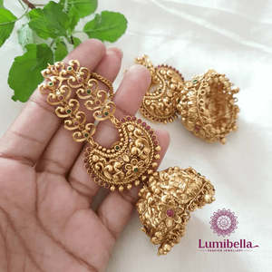 Vintage Gold Plated Pearl Drop Jhumka Earrings - Product Image 1