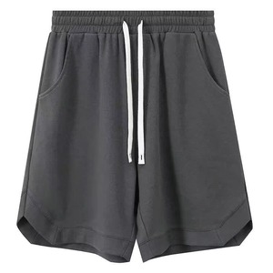 Men's Solid Color Cotton Shorts With Drawstring Waist And Pockets Casual Style Mid Knitted Fabric - Product Image 4