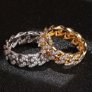 Premium 925 Sterling Silver Iced Out Cuban Link <b>Ring</b> <b>for</b> <b>Men</b> Luxury Hip Hop Statement <b>Ring</b> Sparkling Pavé <b>Stone</b> Cuban <b>Ring</b> - Product Image 1