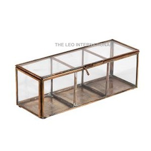Boîte à bijoux en verre transparent et métal ferreux, emballage de bijoux de style européen écologique, fournitures en gros - Product Image 1