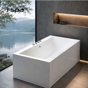 อ่างอาบน้ำอะคริลิคสีขาวแบบตั้งพื้นทรงสี่เหลี่ยมสำหรับโรงแรม - Product Image 4