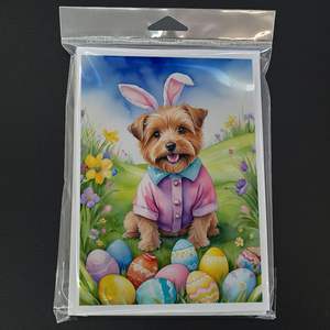 Norfolk Terrier Chasse aux oeufs de Pâques Cartes de voeux A7 fantaisistes Lot de 8 cartes vierges avec enveloppes Taille 5x7 - Product Image 3