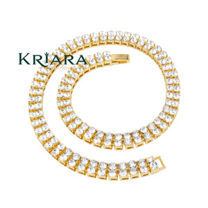 Gold Plated S925 Moissanite Tennis Necklace Round Brilliant Cut Channel Setting Luxury Unisex Party Jewelry - Product Image 3