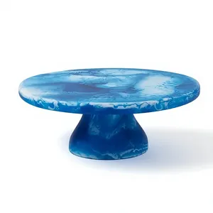 Support à gâteau en résine marbrée verte et blanche, non toxique, rond, pour présentation de desserts - Product Image 5