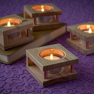 Porte-bougie en bois de luxe écologique pour mariage, Noël, décoration de la maison personnalisée, tissé à la main, taille et couleur personnalisées - Product Image 1