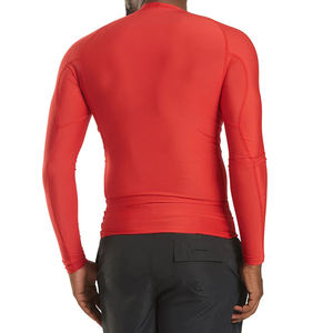 T-shirt sportif pour homme, rouge, manches longues, col rond, coupe classique, séchage rapide, respirant, tricoté sublimé, 220g - Product Image 5