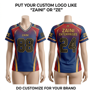 Maillot de baseball court en interlock respirant de qualité supérieure 180 GSM, avec nom du joueur, panneaux contrastants bleu, rouge et or, logo personnalisé, uniforme d'équipe - Product Image 1