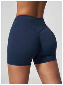 <b>Women's</b> High Waist Solid Coral <b>Red</b> Sporty <b>Shorts</b> Quick Dry Elastic Waist Skinny Bermuda <b>Shorts</b> - Product Image 6