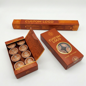 Custom Double Sided Printed Paper Box Packaging With Embossing And Gold Foil For Tea Espresso Coffee Capsules Use - Product Image 2