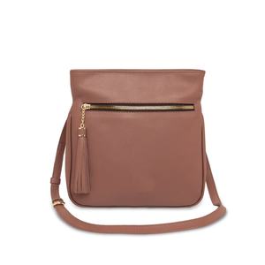 Bolso Bandolera de Cuero Genuino Marrón al por Mayor para Mujer, Elegante con Borlas y Cremallera, Bolso de Hombro Compacto y Elegante para Uso Diario - Product Image 3