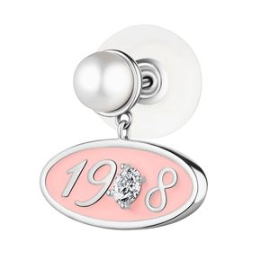 Boucles d'oreilles pendantes en perles roses et blanches avec pendentif ovale en émail, bordure dorée, bijoux élégants et tendance pour femmes et filles, cadeau de fête - Product Image 2