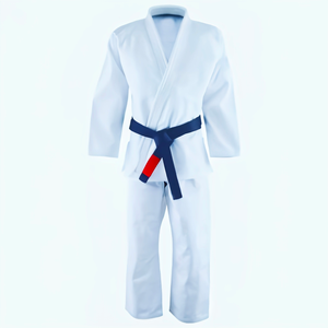 Uniforme de Artes Marciales de Grado Profesional, Gi Blanco con Mezcla de Algodón Resistente y Cinturón Rojo Brillante para Entrenamiento y Práctica - Product Image 3