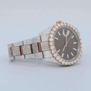 Nouvelle montre tendance en acier inoxydable avec cadran en cristal de saphir et quartz glacé, diamant Moissanite VVS1, style Hip-Hop, vente en gros directe usine - Product Image 2
