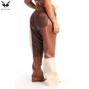 Pantalon femme en cuir PU marron tendance streetwear, taille haute, coupe droite, écologique, automne-hiver - Product Image 5