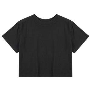 เสื้อยืดครอปแฟชั่นผู้หญิง OEM 210gsm สีดำ ผ้าฝ้าย สตรีทแวร์ สำหรับงานพิมพ์ - Product Image 2