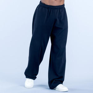 Pantalon de survêtement pour homme, bleu marine, taille élastique, tissu tricoté décontracté, respirant, pour l'automne - Product Image 3