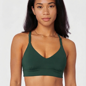 Sujetadores deportivos de yoga y gimnasio de talla grande, de dos piezas, con diseño sencillo, tirantes cruzados en la parte delantera y almohadillas extraíbles, de alto soporte. - Product Image 4