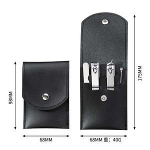 Ensemble de coupe-ongles et ciseaux professionnels en acier inoxydable noir personnalisé, mini, 4 pièces, kit de manucure et pédicure de voyage ANAAIF - Product Image 6