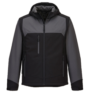 Veste softshell homme à capuche, tissu imperméable, couleur unie, avec poches, vêtement d'automne, coupe classique, matière polyester, OEM - Product Image 1