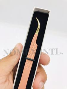 Pince à épiler incurvée en acier inoxydable longue durée Point d'extension de cils plaqué or avec prise en diamant Logo personnalisé Utilisation durable des cils - Product Image 6