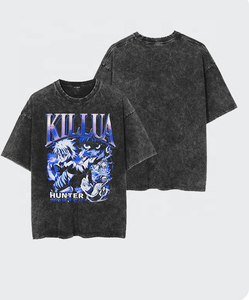 Nouveau style T-shirt vintage épais en coton délavé noir, T-shirt noir oversize délavé à l'acide avec impression numérique graphique - Product Image 2