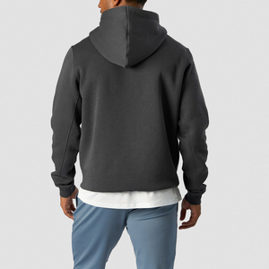 Sudadera con Capucha para Hombre, Color Gris Oscuro, Corte Regular, con Bolsillo Delantero, Estilo Casual de Invierno, 100% Algodón, Bordada - Product Image 4