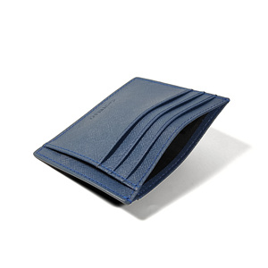 Best-seller Castello, porte-cartes fin en cuir Saffiano fait main, vert marine, gris, noir, fermeture ouverte, doublure en polyester, embossé - Product Image 3