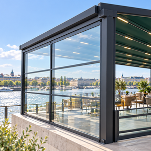 Sistema de Puertas Corredizas de Vidrio de Aluminio WISE COMPANY, Mampara de Vidrio de 2 a 5 Paneles para Patio y Terraza - Product Image 2