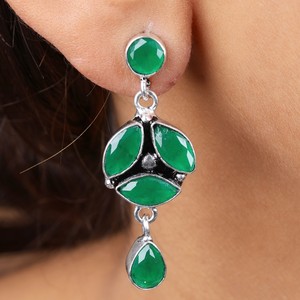 In Stock Oxidized <b>Silver</b> Multi Stone <b>Dangle</b> <b>Earrings</b> for Women Bulk Supplier | Handmade Fashion Jewelry Bulk Ready Stock - Product Image 3
