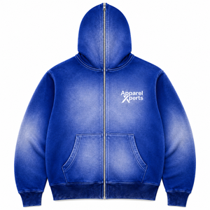 Custom Sun Fade Full Zip Hoodie Heavyweight Cotton Fleece Vintage Washed Streetwear Zip Up Hoodie - Product Image 1