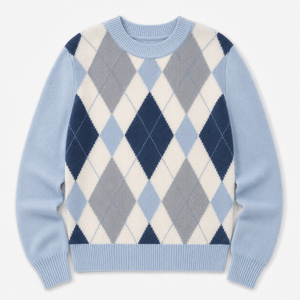 Cárdigan de Punto Argyle Vintage para Mujer, Cuello en V, Manga Larga, Suave, Informal, con Logotipo Frontal, Otoño Invierno, OEM ODM - Product Image 4