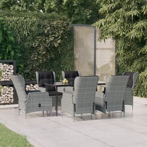 Ensemble de salle à manger de jardin en polyrotin gris clair standard pour repas en plein air - Product Image 1