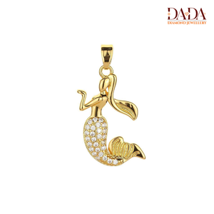 Collar con Colgante de Sirena en Tono Dorado, Joyería con Diamantes Brillantes, Colgante de Moda Inspirado en el Océano - Product Image 5