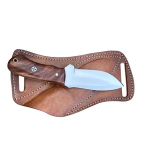 Couteau de chasse à lame fixe à pointe tombante avec manche en bois, lame en acier inoxydable, couteau en acier D2 pour usage extérieur - Product Image 4