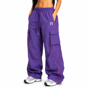 Pantalon Homme Léger à Taille Élastique Décontracté avec Rayures Contrastées et Poches Cargo, Coupe Droite, Taille Mi-Haute, Style Urbain - Product Image 1