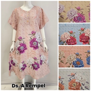 Robe décontractée pour femme en rayonne, coupe trapèze, imprimé floral, respirante, avec ourlet à volants et fermeture boutonnée, col rond - Product Image 3