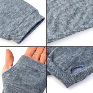 Manchettes rayées pour femmes, gants longs sans doigts en tricot sans couture, motif rayé noir et gris pour adultes - Product Image 6